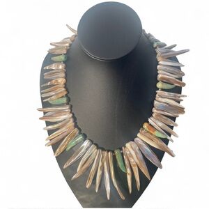 USED Vintage Heavy Natural  Seashell rainbow color abalone jewelry - SOLD AS IS